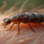 Can Fleas Live in Human Hair, A close-up view of a human head with vibrant, healthy hair, surrounded by small flea illustrations to depict prevention, featuring natural elements like essential oils and herbal remedies in a serene environment, emphasizing cleanliness and care, soft lighting, warm colors.